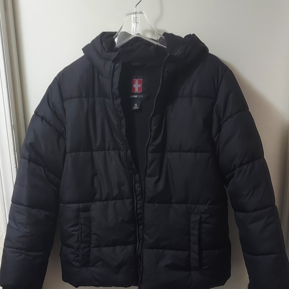 Swiss Tech Boys Black Puffer Jacket Size XXL 18 - Picture 4 of 5